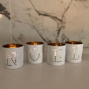 Ceramic Tea Light Candle Holders - Christmas‘Noel’